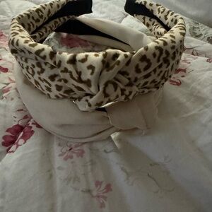 Stylish Leopard and Cream Headband Duo